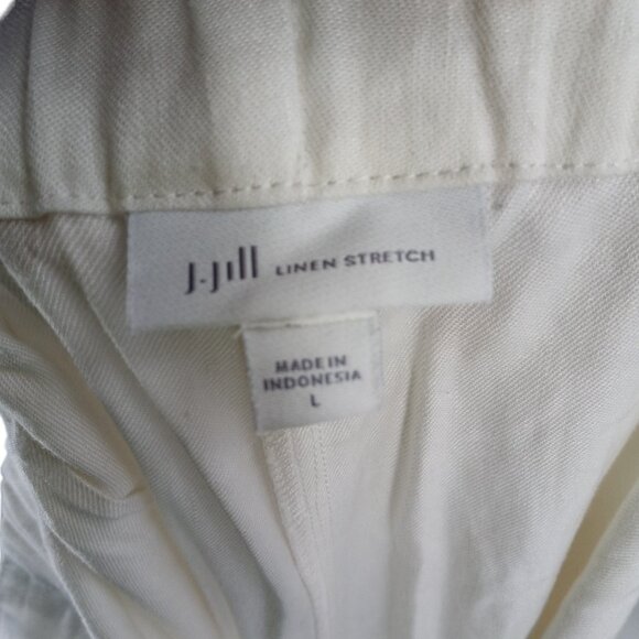 J Jill Linen Stretch White Side Zip Ankle Tapered Pants Size L Button Ankle - Picture 10 of 11